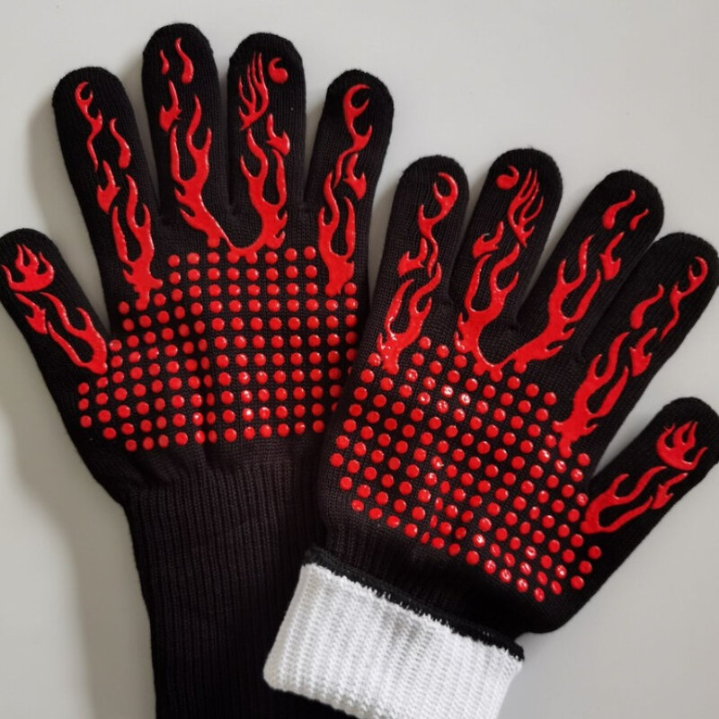 1PC Kitchen Fireproof Gloves Heat Resistant Thick Silicone Cooking Baking Barbecue Oven Gloves BBQ Grill Mittens