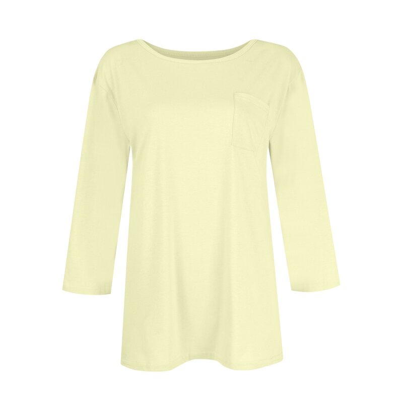 여성용 라운드넥 7/4 소매 프린트 탑 티셔츠, 여성 의류, 여름 2024