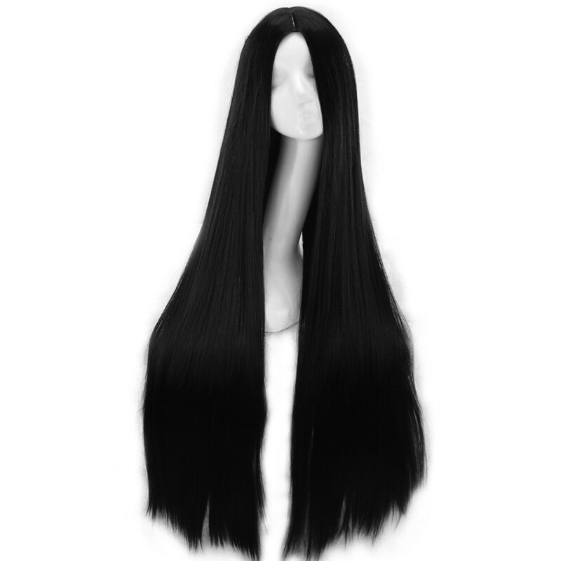 Europe America Africa New style black halve long straight hair woman chemical fiber high temperature silk wig wholesale