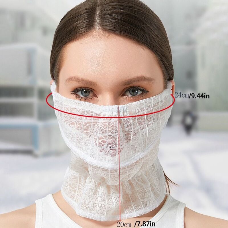 Écharpe de protection solaire en dentelle pour femme, masque facial, voile, anti-UV, été