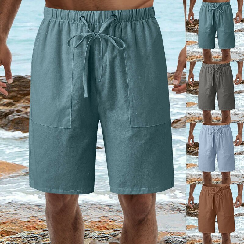Pantalones cortos holgados de cintura alta con cordón para hombre, paquete de pantalones cortos de entrenamiento con bolsillos, talla 30