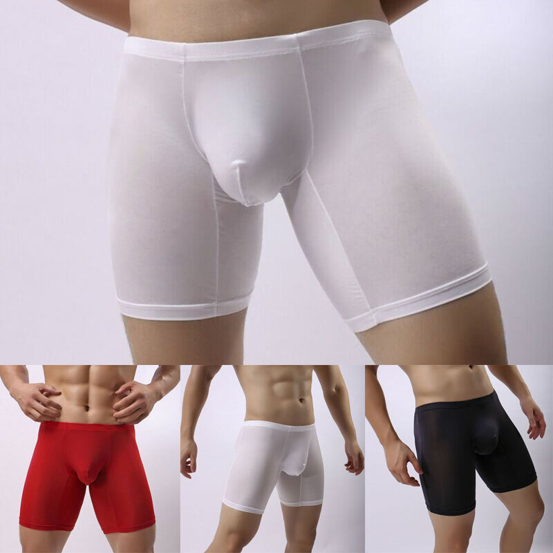 Men's Sexy Underwear Transparent Mesh See-through Boxer Briefs Slim Elastic Lingerie Ultrathin Erotic Sports Comfort Boxershorts