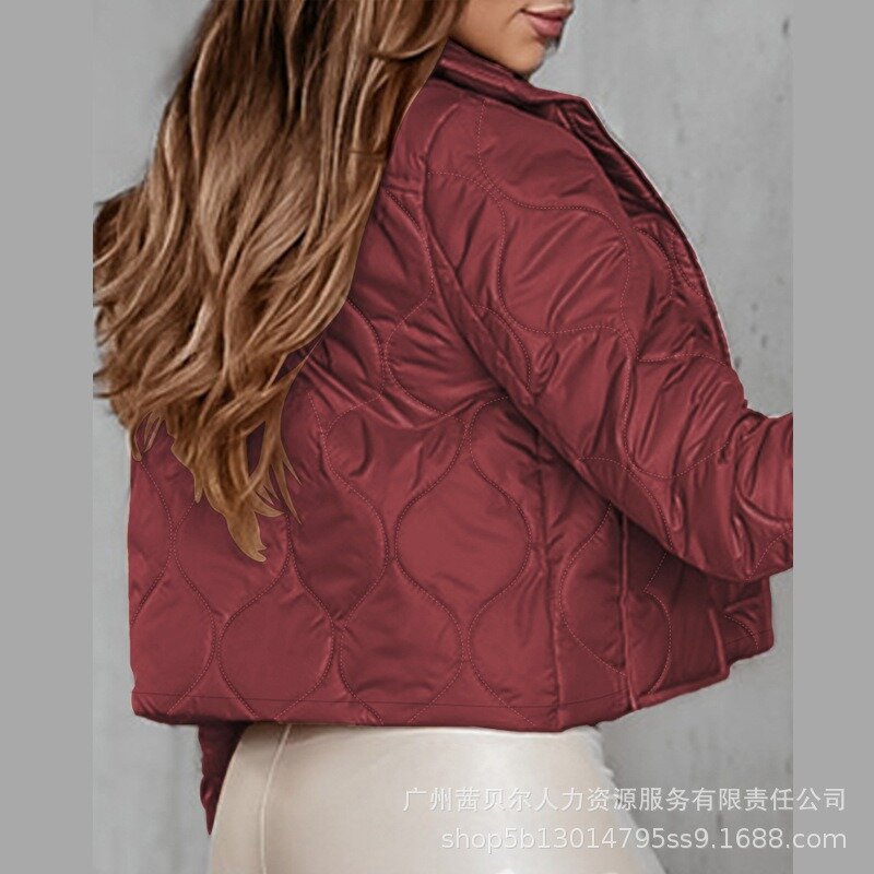 여성용 짧은 단추 퀼트 재킷, 면 패딩 재킷, 캐주얼 패션 상의, 2023 가을 겨울 신상