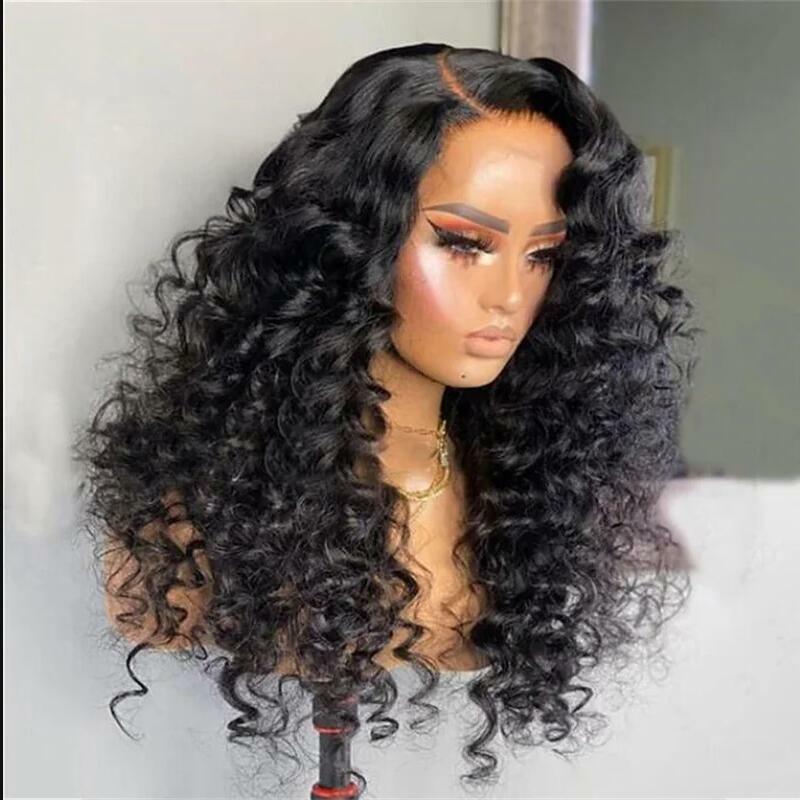 180Density Soft 26“ Long Kinky Curly Lace Front Wig For Black Women BabyHair Black Glueless Preplucked Heat Resistant Daily Wig