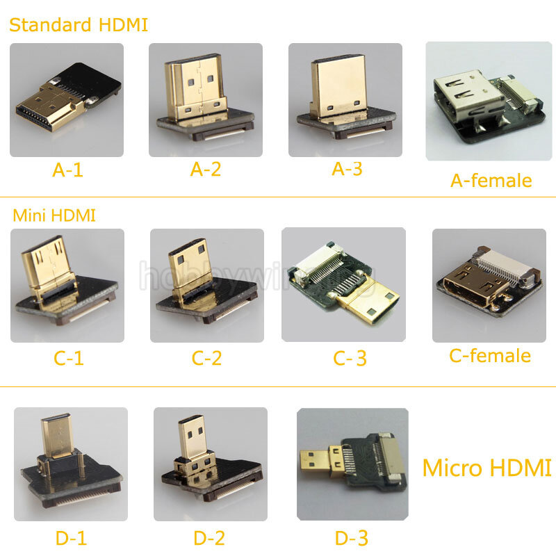 Câble doux HDMI Micro /Mini /Standard, une variété de FPV aérien à une tête, pour bricolage, 2 pièces