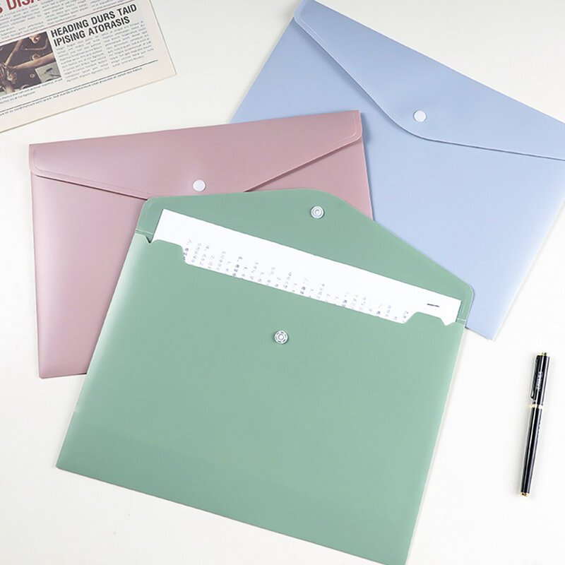 A4 Student Test Paper Storage Bag Waterproof File Bag High-Value Morandi Color Information Bag Office Supplies Organization