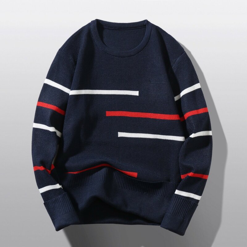 2022 Autumn Winter New Men O-Neck Pullover Sweater Fashion Solid Color Thick and Warm Bottoming Shirt Male Brand Clothes
