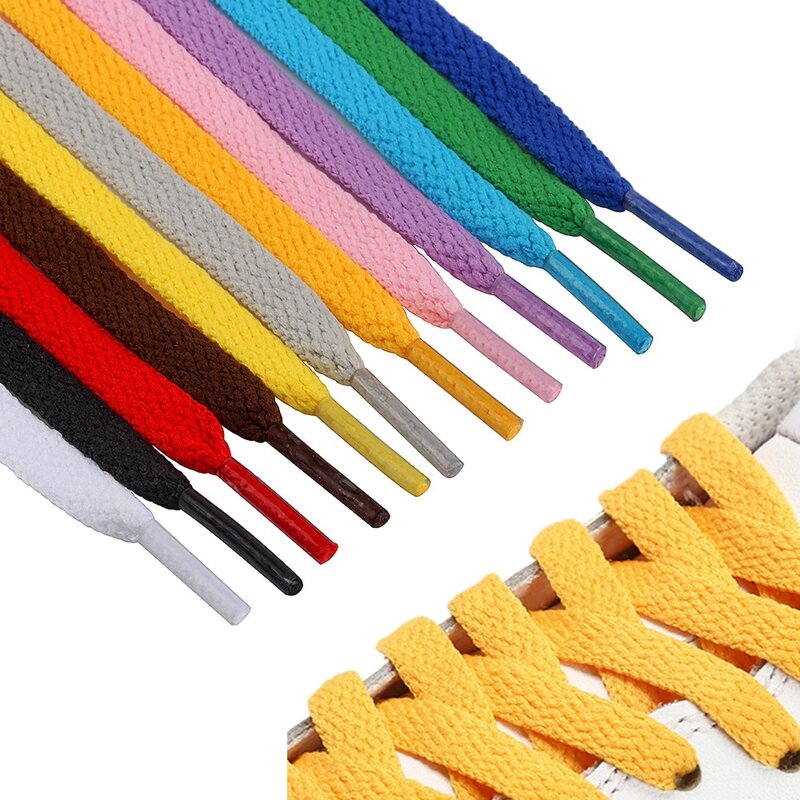 1 pasang/AF1 tali sepatu datar tebal kerajinan tenun hitam putih tali sepatu High-top tali sepatu aksesoris 25 warna