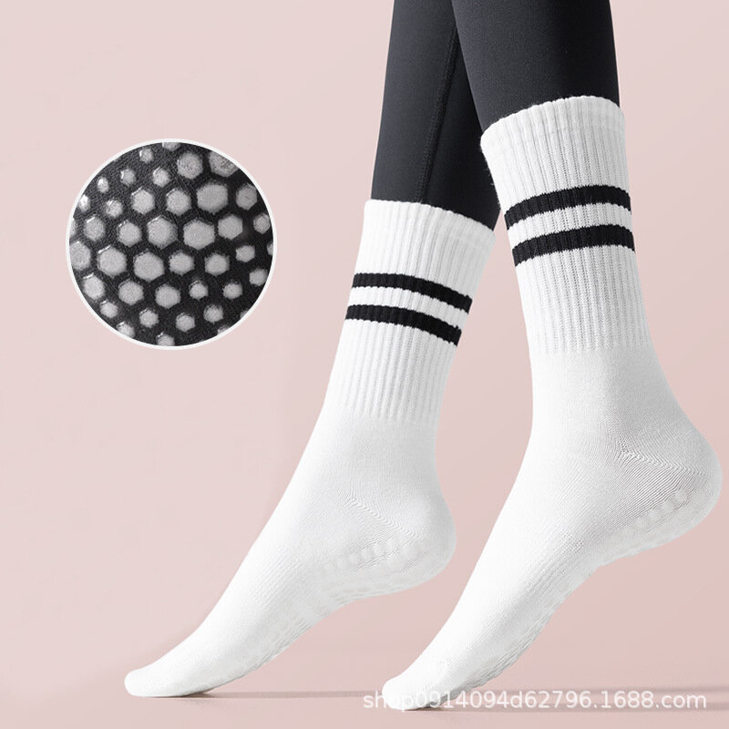 Meias de silicone profissional de meia-panturrilha para mulheres, meias com nervuras elásticas altas respiráveis, meias antiderrapantes, tops internos, ioga e fitness, mantenha-se aquecido