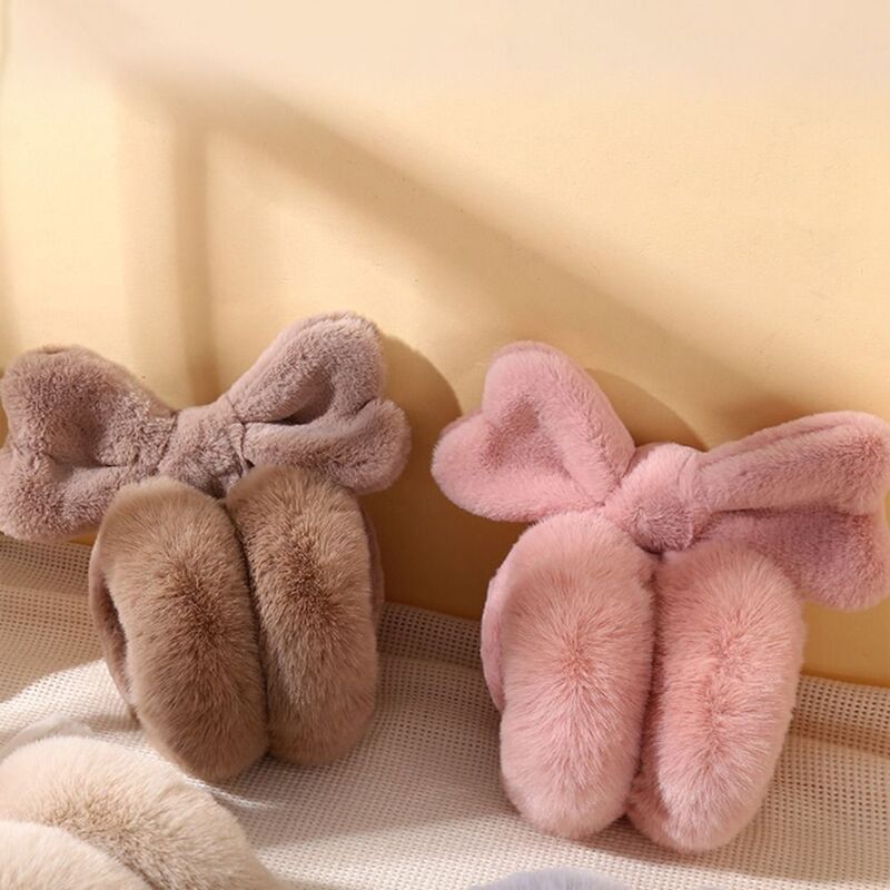 Soft Plush Cute Bow Earmuffs Women's Winter Warm Earmuffs Fashionable Folding Earmuffs Outdoor Coldproof Earmuffs Earmuffs