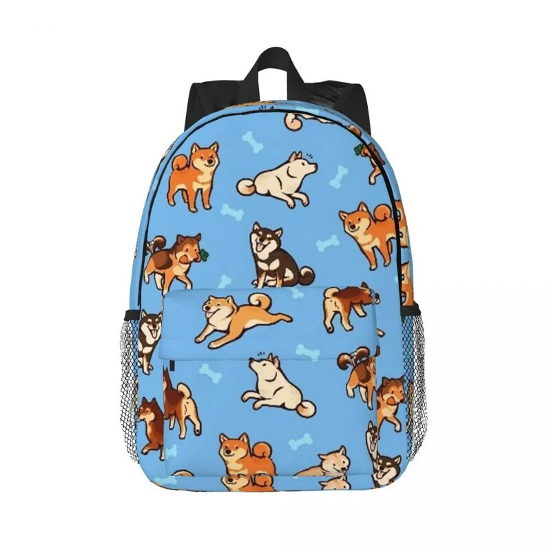 Shibes In Light Blue Backpacks Boys Girls Bookbag Cartoon Children School Bags Laptop Rucksack Shoulder Bag Large Capacity