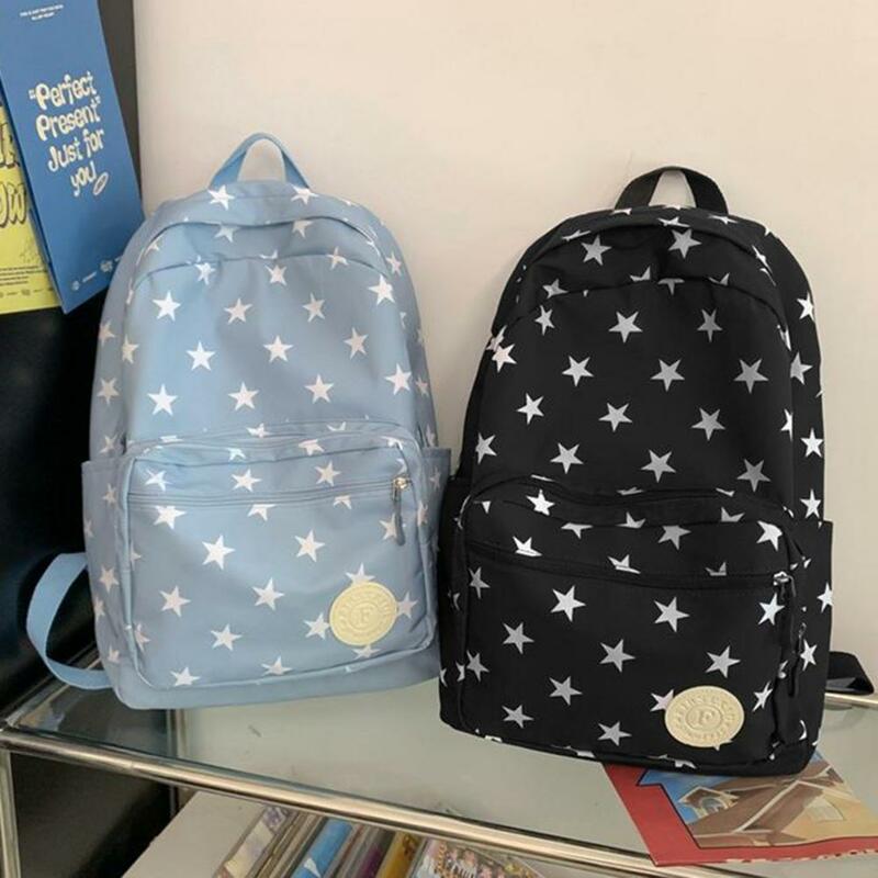 Студенческий рюкзак с пятиконечными звездами, портативный регулируемый ремешок с множеством карманов, вместительная повседневная школьная сумка для подростков