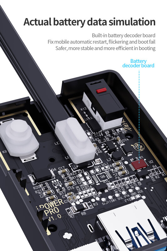 QianLi IPower Pro Max Kiểm Tra Cáp Điều Khiển Công Suất Kiểm Tra Dây Thợ Cơ Khí Điện Pro Max 1 Nút Bấm Khởi Động Dây Dành Cho iPhone 6 - 13Pro Max