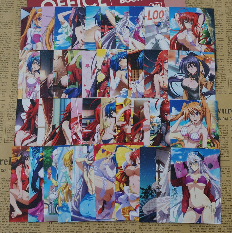 Menina's Anime Naruto Girl's Cartões, Rias Akeno Rossweisse, Diabo Senhoras, Full AI Art, Cartão de coleção de papel fosco, ensino médio, DxD, 40 peças por conjunto