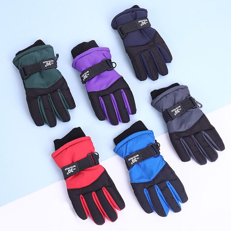 Модные зимние Симпатичные ветрозащитные Мультяшные спортивные варежки водонепроницаемые плотные теплые детские лыжные перчатки
