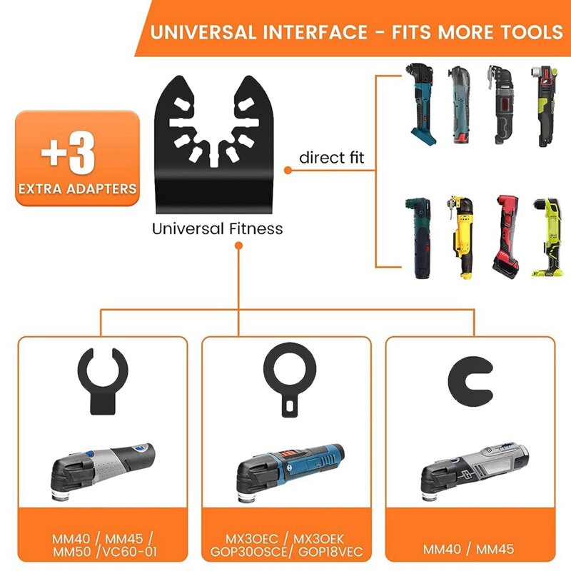 Hojas de sierra oscilantes universales, herramientas oscilantes, Kit de cuchillas multiherramienta para Material duro, Metal endurecido