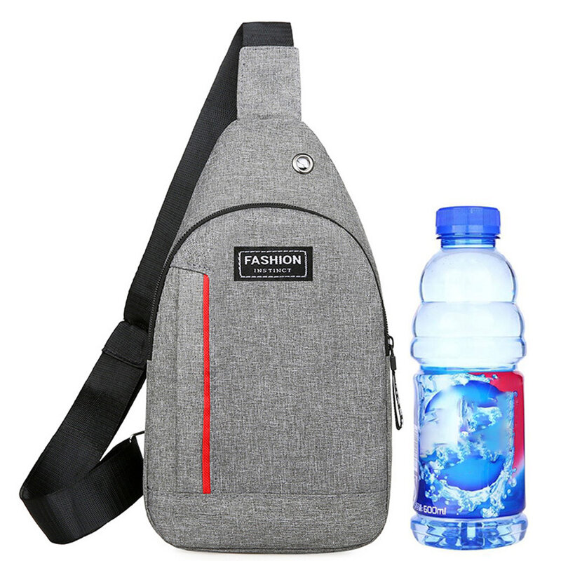 Men Chest Bags Soft Canvas Single Shoulder Sports Bag Zip Closure Adjustable Shoulder Strap for Hiking/Camping Outdoor Pockets