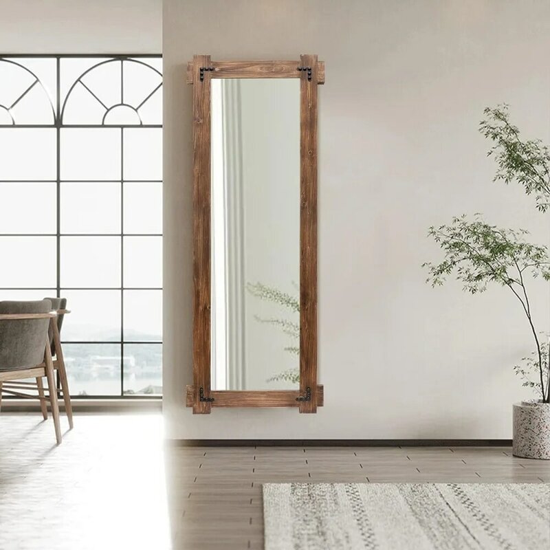 Miroir Mural Décoratif Incliné sur Pied, Grand Cadre, pour le Sol Complet du Salon et de la Chambre à Coucher