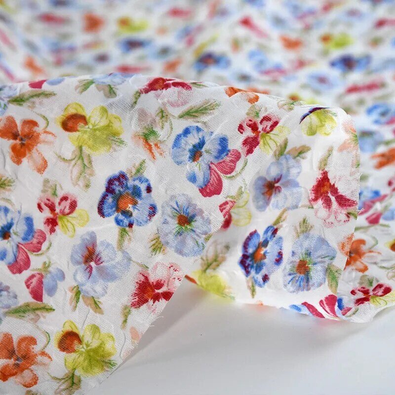 Tissu floral en coton pour vêtements d'enfants, chemise artisanale à bulles, rétrécissement du sel, 80 pièces