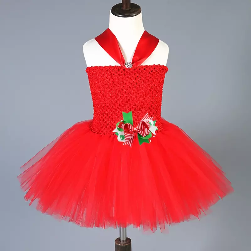 Vestito da Tutu di natale per ragazze Set rosso Toddler Baby Kids natale Elf Costume abiti Fancy Children Xmas capodanno abiti da festa
