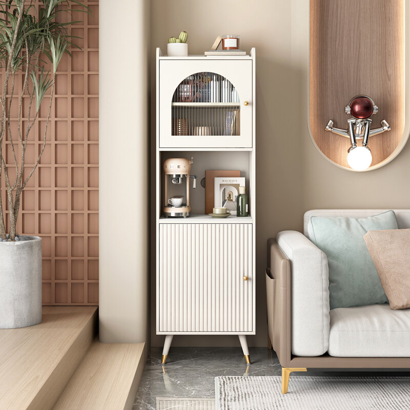 Cream Style Sideboard Cabinet Modern Minimalist Small Apartment Living Room Storage Organizer Narrow Cabinet Light Luxury Stone