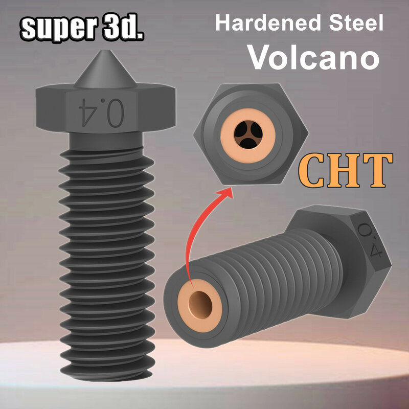 CHT Volcano Hardened Steel Nozzle 3D Printer High Flow CHT Clone 500° Nozzles Volcano for Ender 3 Artillery Vyper Hotend Parts