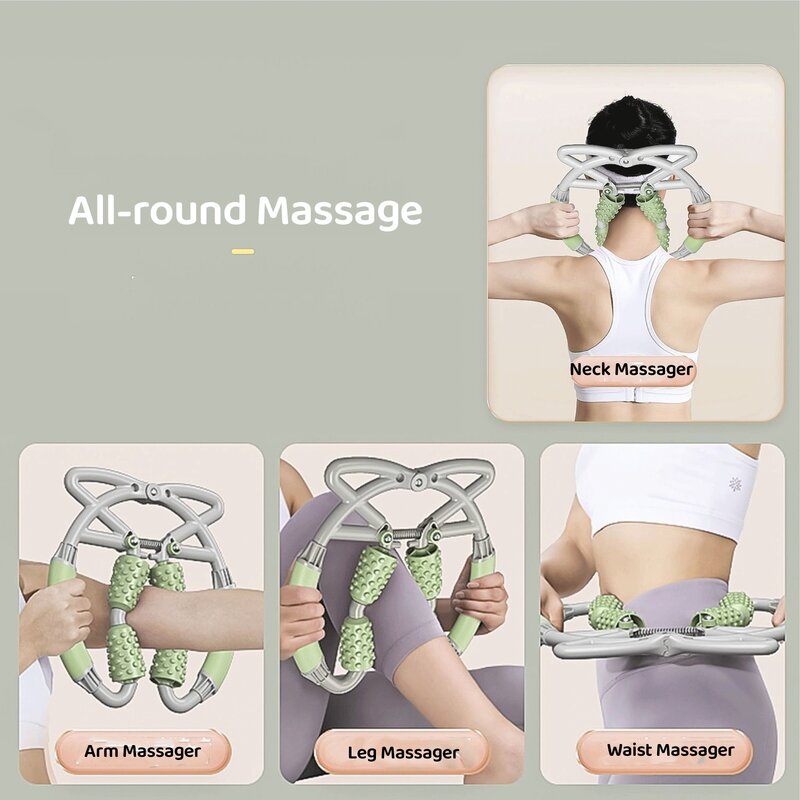 Leg Massager With Four Wheels Multifunctional Neck & Waist Body Massage Muscle Relaxation Fatigue Relief Adjustable Elasticity M