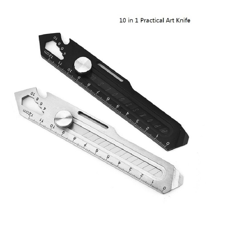 Alat tulis kantor pemotong alat tulis baja tahan karat (10 in 1) pisau utilitas ang-нoffice Office kotak kertas kantor atau alat luar ruangan