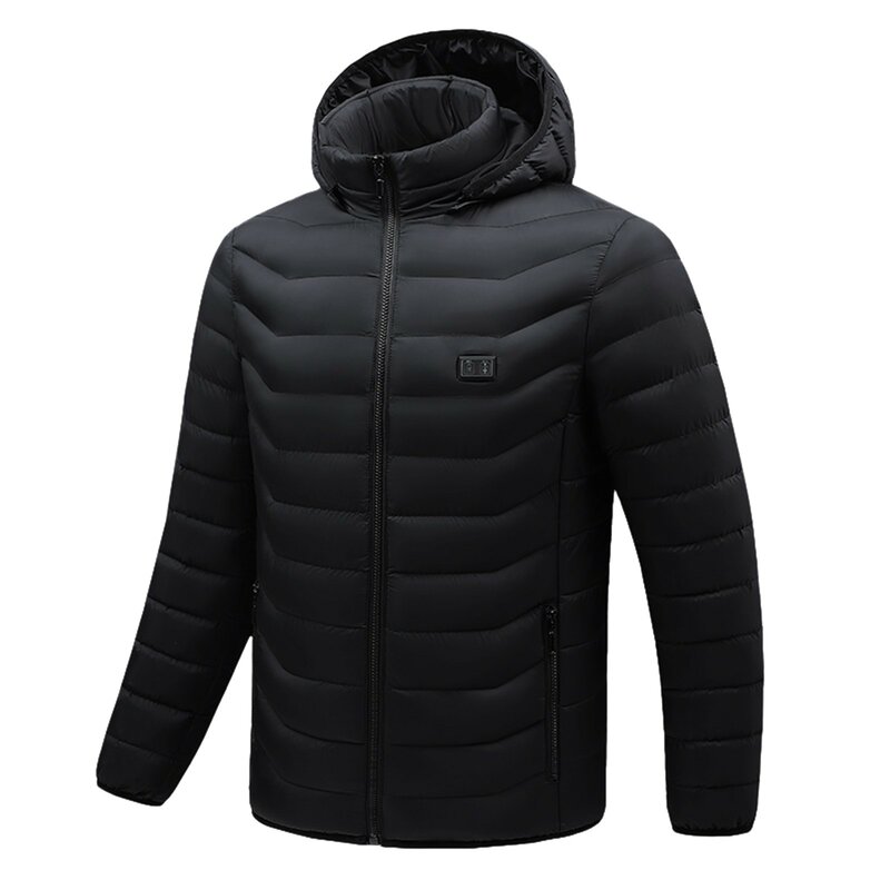 Plus Size Winter Heated Warm Parka Men Streetwear Cotton Windproof Padded Thick Snow Wear Hooded Down Jacket Coat Male Outwear