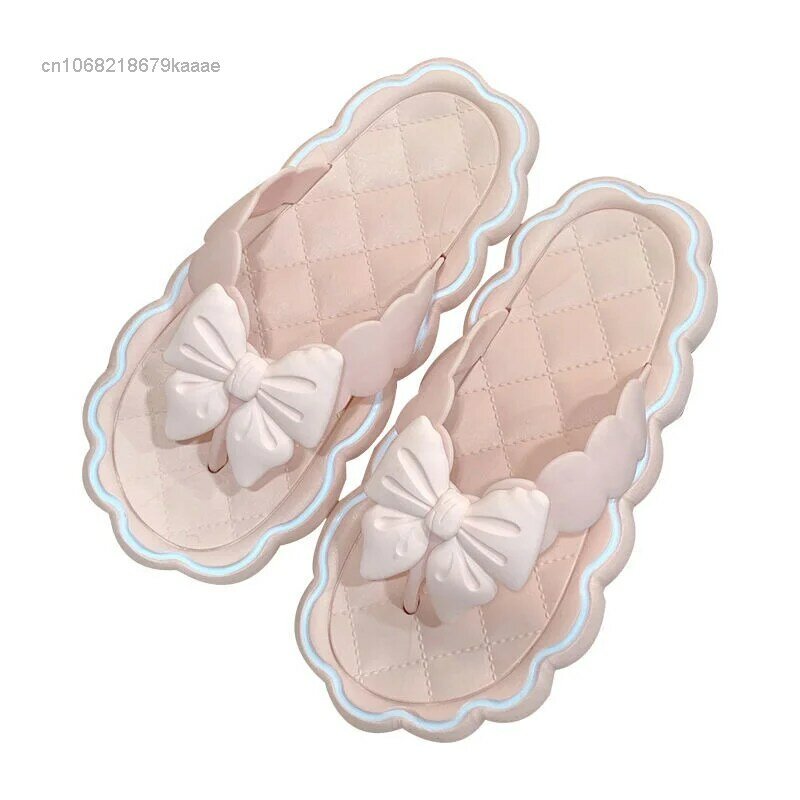 Neue Flip-Flops Koreanische Süße Stil Sommer Flache Schuhe Frauen Luxus Design Bögen Rosa Hausschuhe Y2k Weibliche Weichen Boden Strand sandalen