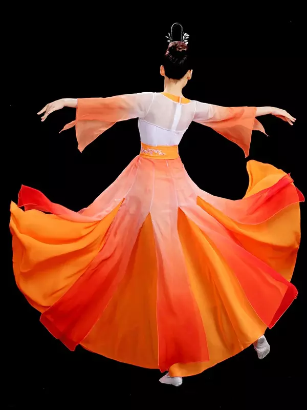 Klasyczne sukienka do tańca damskie eleganckie ubrania z gazy w stylu chińskim kostium odzież do ćwiczeń duża huśtawka spódnicy
