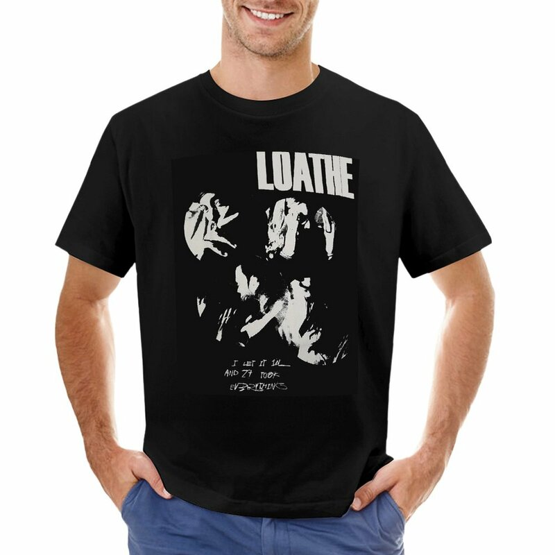 Loathe; T-Shirt popularxz band Inggris kaus polos Hitam kaus putih polos pria