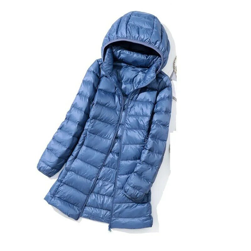 여성용 오버사이즈 다운 재킷, 여성용 롱 슬림 핏 모자, 탈착식 스커트 코트, 휴대용 아웃웨어, 가을 및 겨울, 2023 신상