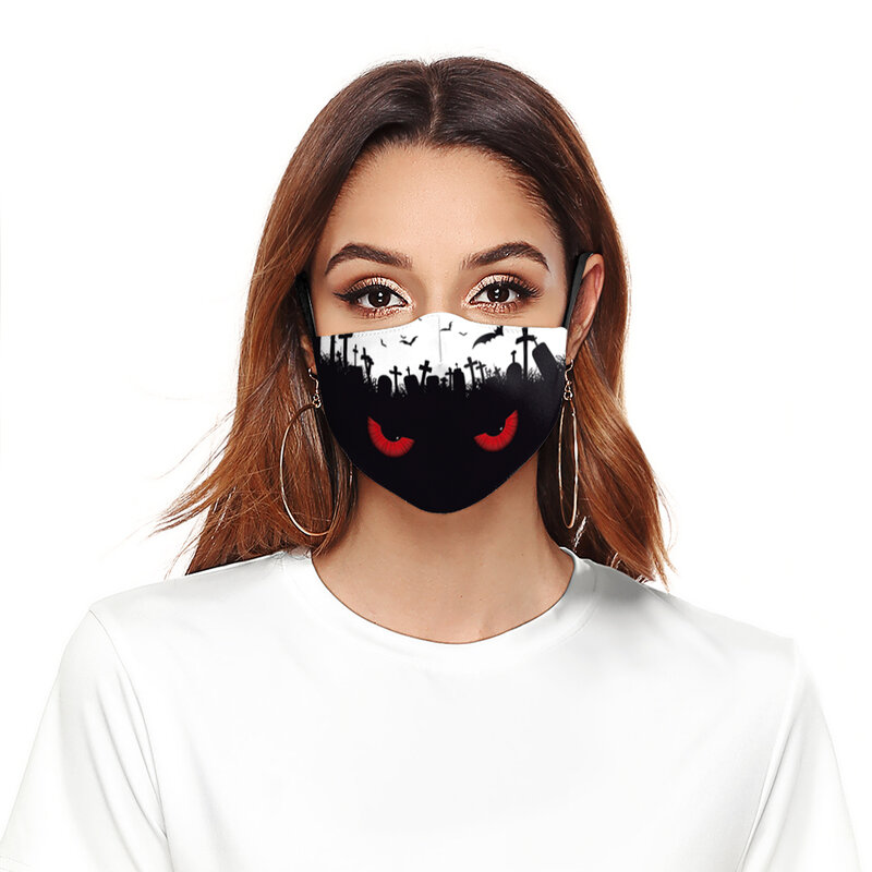 Mascarilla con estampado Simple de animales y plantas, máscara cómoda y ajustable para disfraz de Halloween y fiesta, uso diario