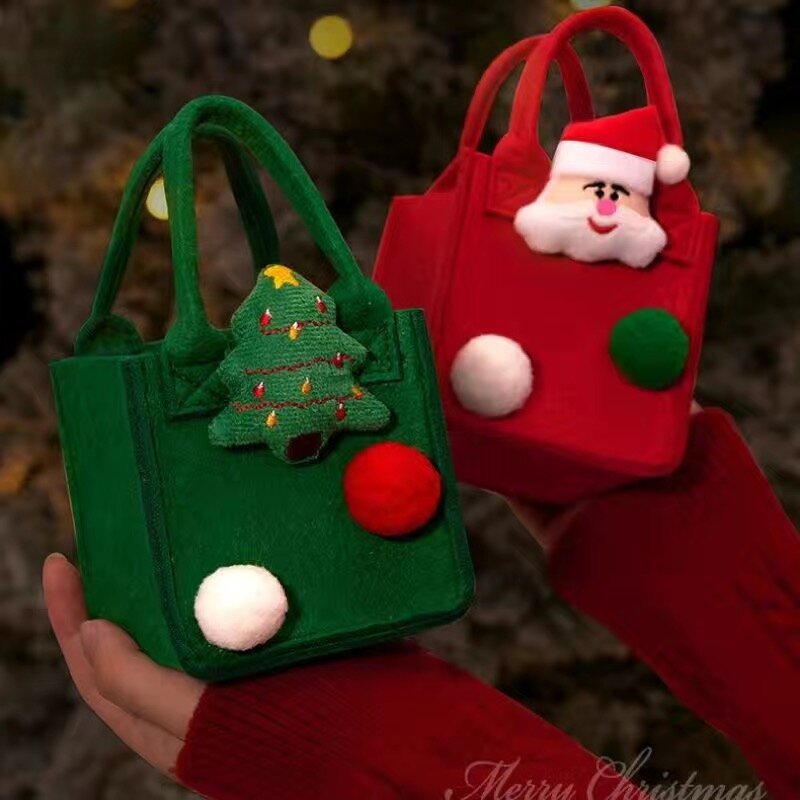 Christmas Felt Bag Santa Claus Holiday Gift Bag Cute Children's Toy Versatile Style Winter Collection Holiday Exclusive