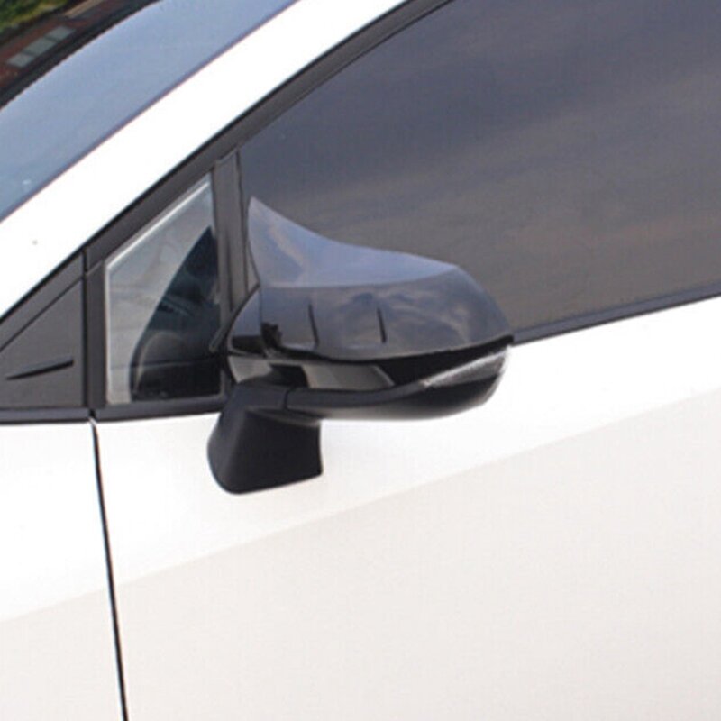 Cubierta de espejo retrovisor de puerta lateral, piezas de tapa embellecedora, cuerno de buey negro brillante, Toyota Corolla 2019-2023