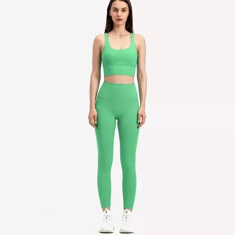 Lemon-Conjunto de Yoga elástico para mujer, mallas de cintura alta para correr, gimnasio, entrenamiento, 2 piezas
