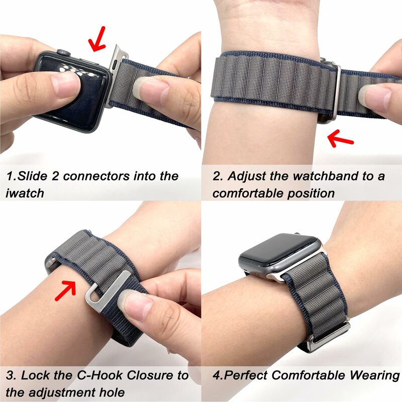 Bracelet à boucle alpine pour Apple Watch Ultra Band, bracelets à crochet en C en métal, iWatch SE Series 9, 8, 7, 6, 5, 4, 3, 49mm, 45mm, 44mm, 42mm, 41mm, 40mm