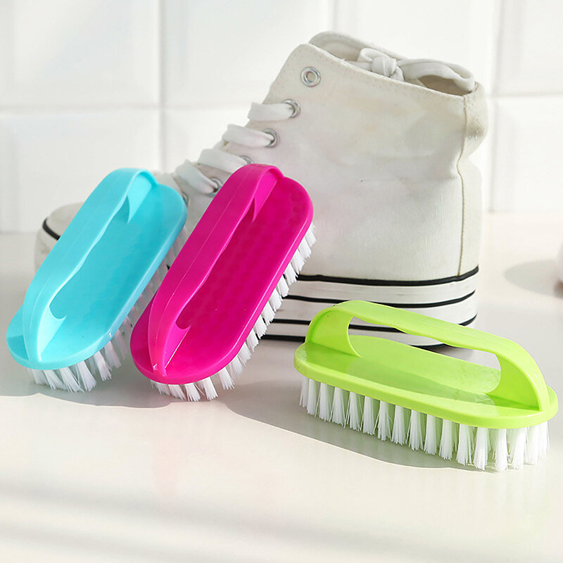 Cepillo de fregado al azar, cerdas suaves, ropa de lavandería, zapatos, cepillo de fregado, cepillo de limpieza de manos de plástico portátil