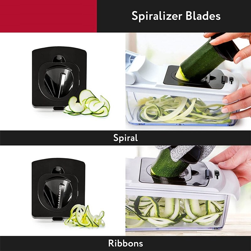 Vegetable Chopper Spiralizer Vegetable Slicer - Onion Chopper With Container - Pro Food Chopper