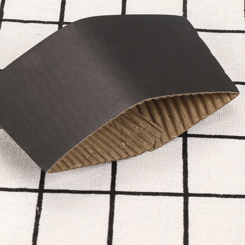 Op Maat Gemaakte Productcustom Recyclebaar Wegwerp Zwarte Bekermouwen Koffie Papieren Bekermouw Print Logo Melk Thee Corrugate