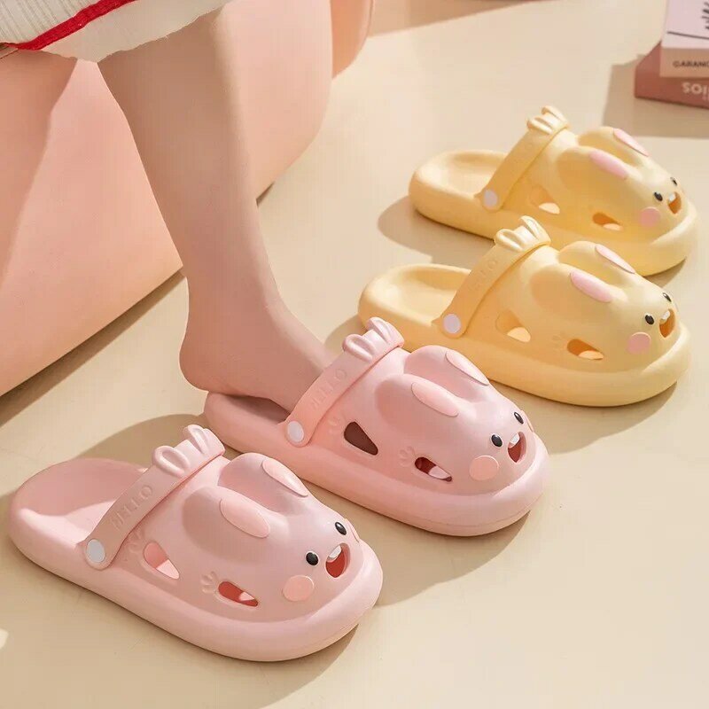 Domowy kapeć blokują chmurę kobiety dzieci kreskówka królik sandały śmieszne klapki miękkie antypoślizgowe buty na platformie dla kobiet