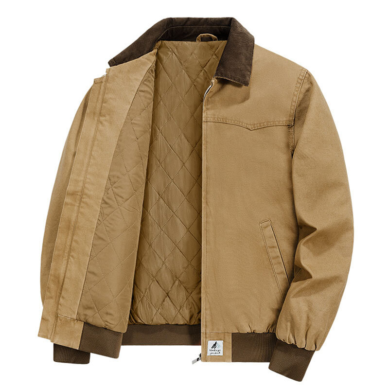 Mcikkny Men Vintage Corduroy Jackets And Coats Cotton Lined Warm Outwear Tops Size M-4XL Windbreak