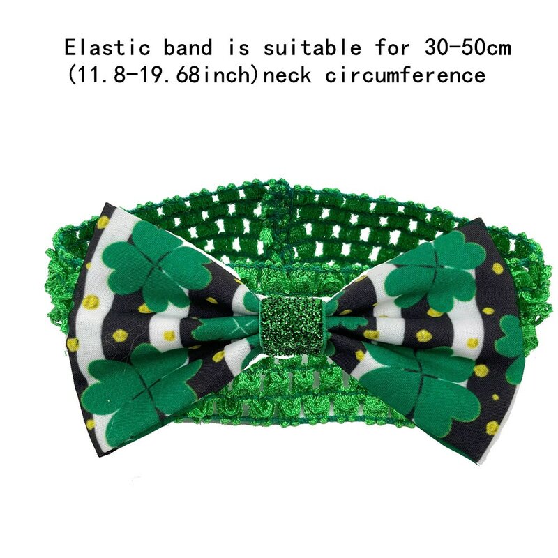 ST Patrick's Day Dog Bowties with Elastic Band Green Clover Pattern  Small Middle Large Dog Cloth Bow Tie Pet Grooming Product