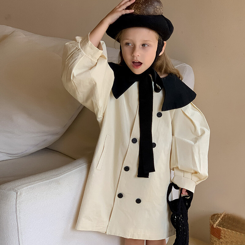 Manteau Mi-long avec Ceinture de Taille pour Enfant, Coupe-Vent, Châle Imperméable, Cape, Parent-Enfant, 2-12 Ans, Automne 2023