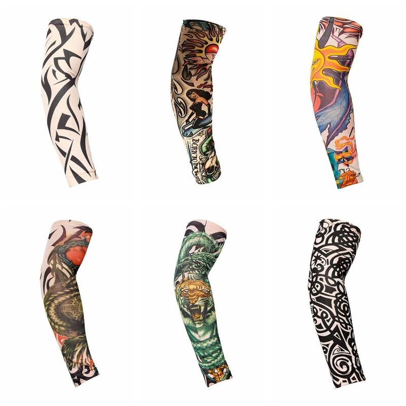 Arm Covers Flower Arm Tattoo Sleeve Cycling Gloves Arm Warmers Men Sunscreen Sleeve Flower Arm Pattern Seamless