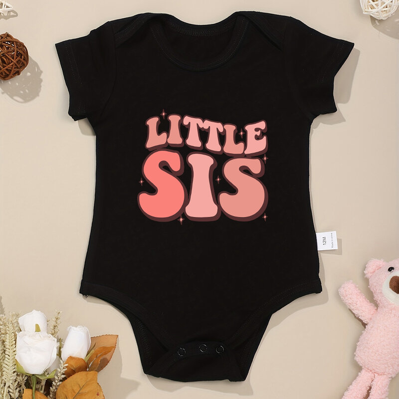 Милая розовая одежда Little Sis для маленьких девочек 100% хлопок летние дышащие комбинезоны для новорожденных пижамы с коротким рукавом Дешевый наряд для малышей