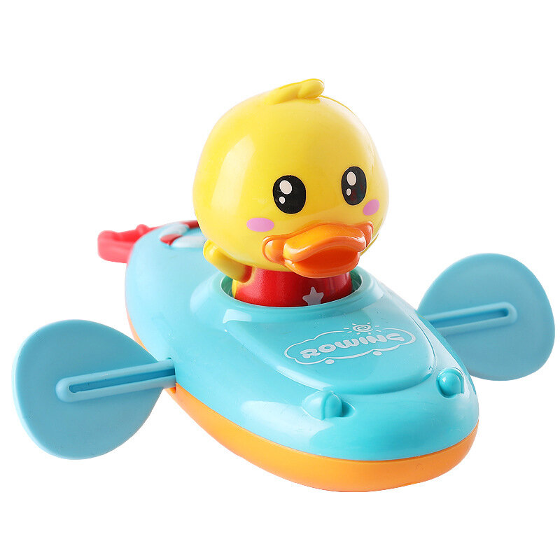 Mainan Bermain Air Mandi Anak-anak Rantai Perahu Dayung Berenang Mengambang Kartun Bebek Bayi Pendidikan Awal Kamar Mandi Hadiah Pantai