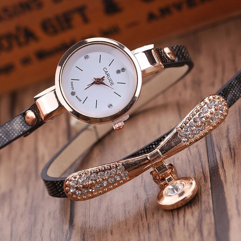 Relógio de quartzo feminino com diamantes, estilo casual, aço inoxidável, estudante, lindo