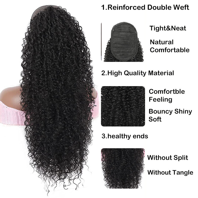Synthetic Fluffy Curly Ponytail Extension Long Kinky Curly Drawstring Hairpiece Ponytail for Women 20 Inch Afro Curly Fake Tail